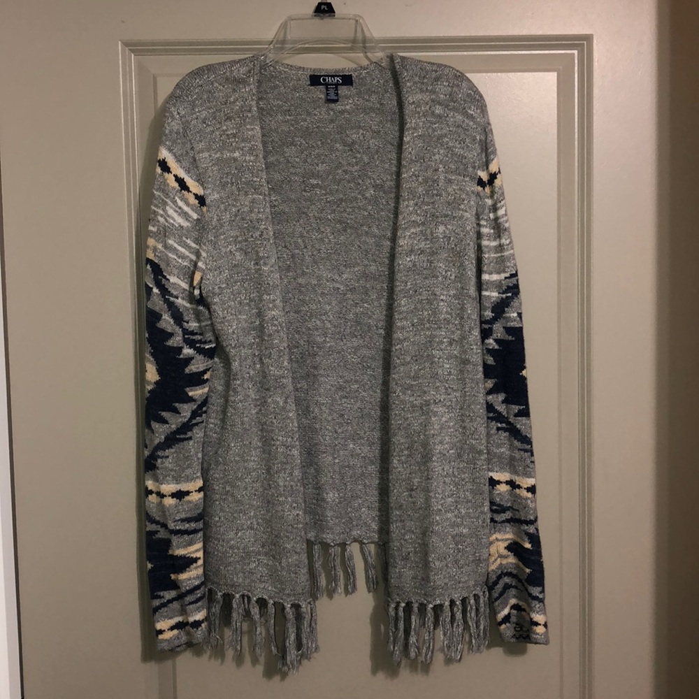 Chaps Cardigan grey aztec print sz M